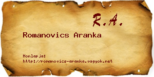 Romanovics Aranka névjegykártya