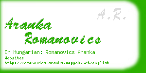 aranka romanovics business card